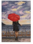 Bild La chica del paraguas rojo/Frau mit rotem Schirm